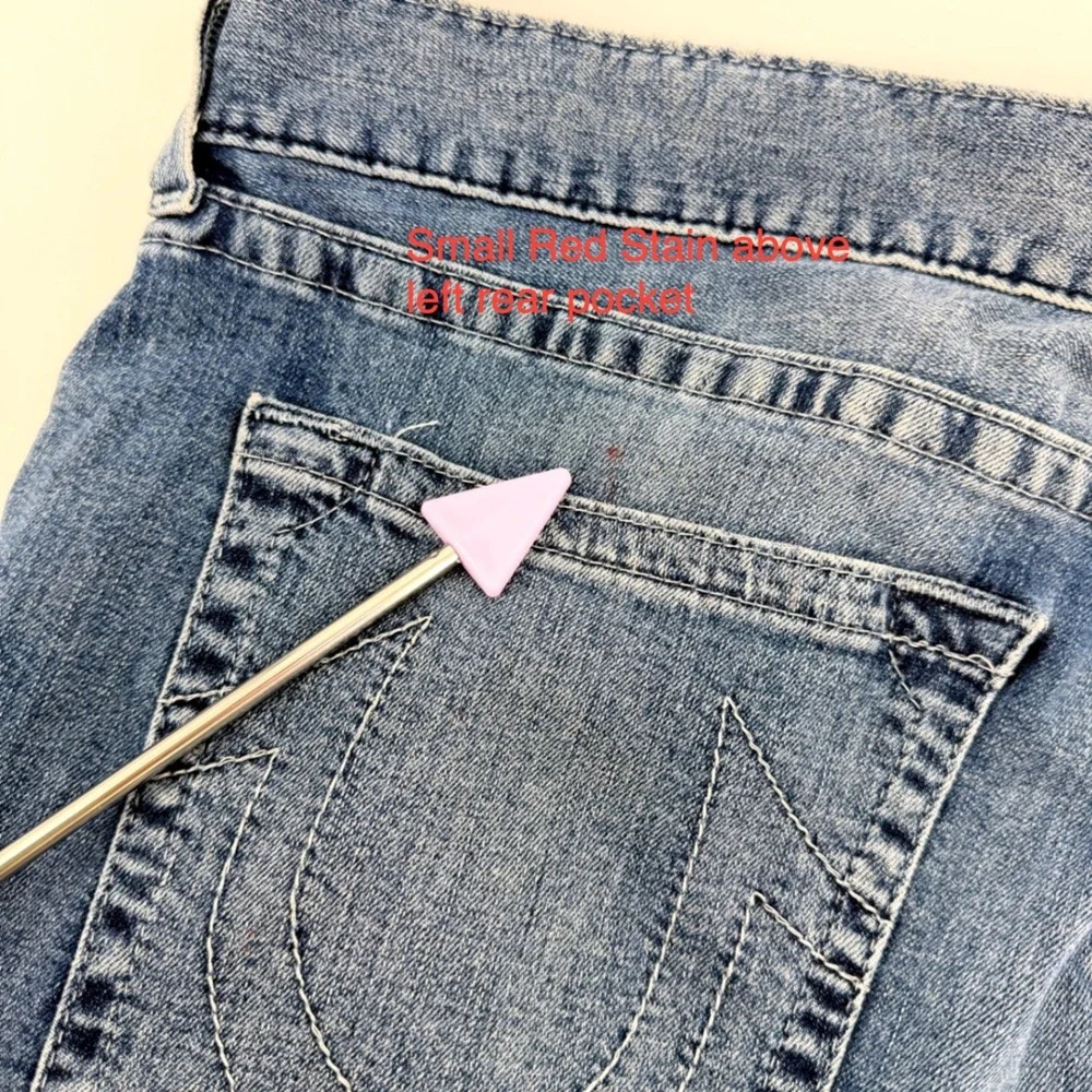 True Religion Straight Leg Jeans Mens 40 Blue Good Horseshoe Stitch Denim